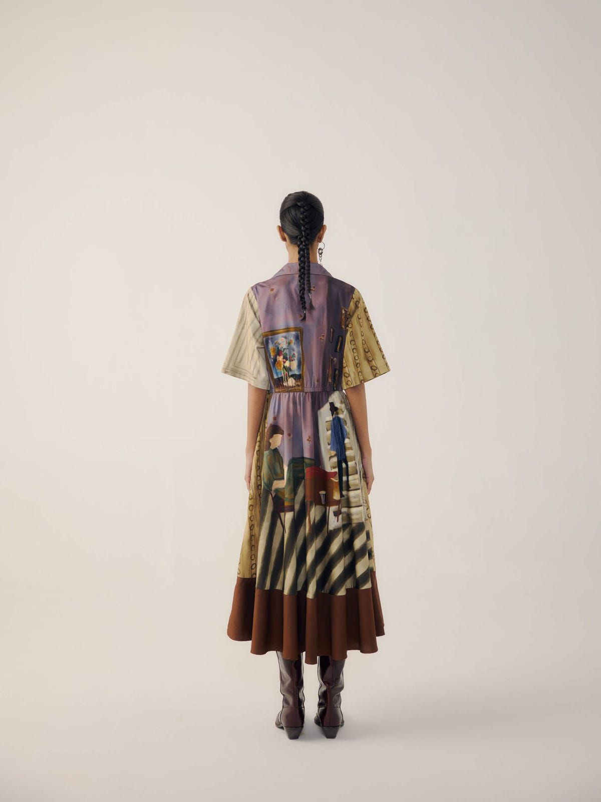 Print Blocked Dress - image 2