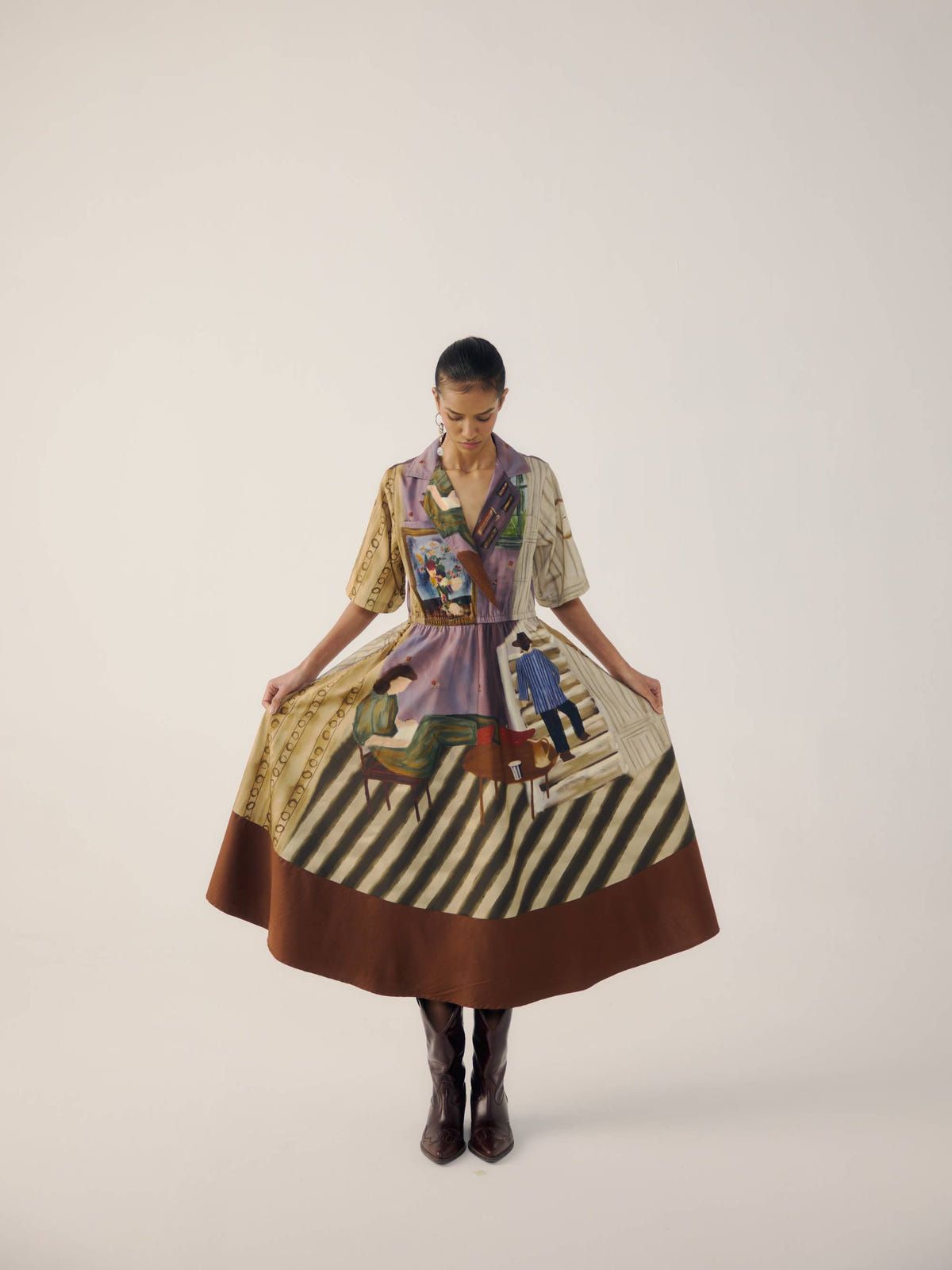 Print Blocked Dress - image 3
