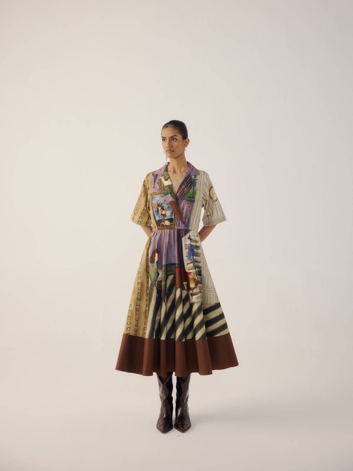 Print Blocked Dress - image 4