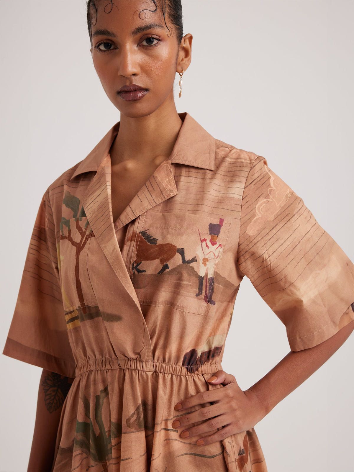 Print Blocked Dress - image 4