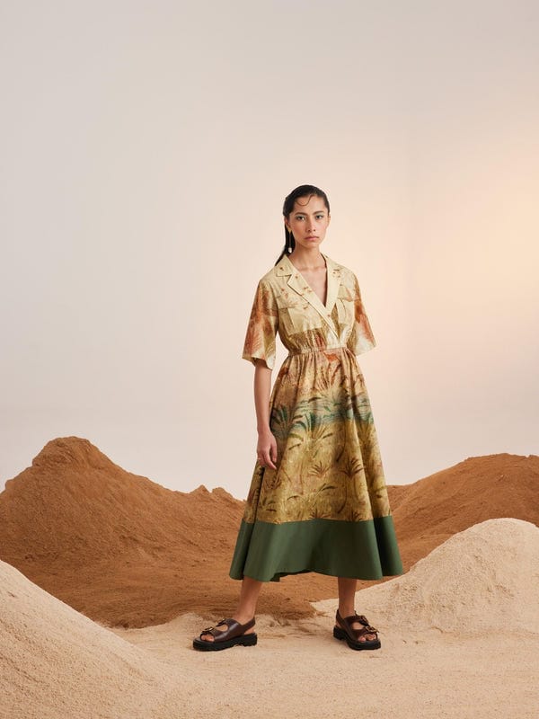 Cord — Print Blocked Dress