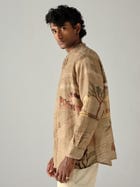 Pintuck Collarless Shirt view 3