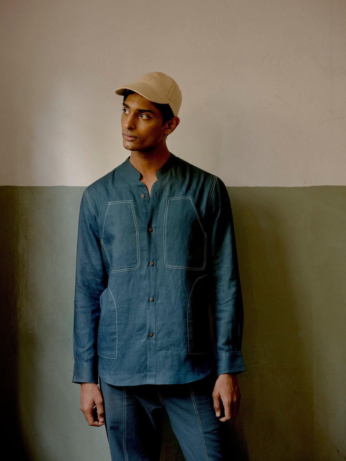 Stitch Collarless Shirt - image 8