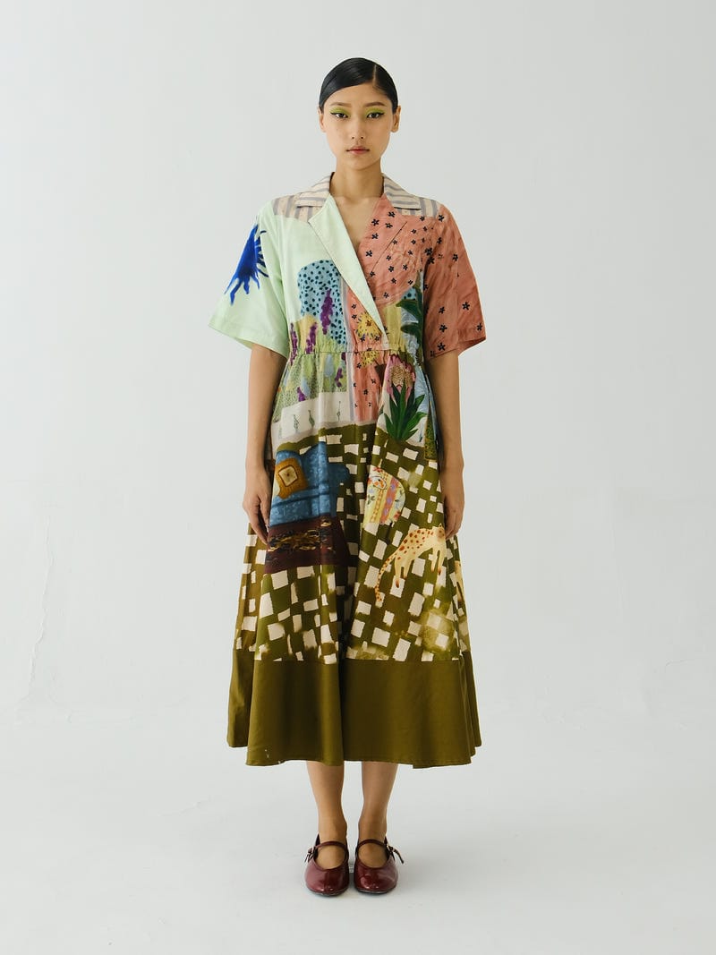 Print Blocked Dress