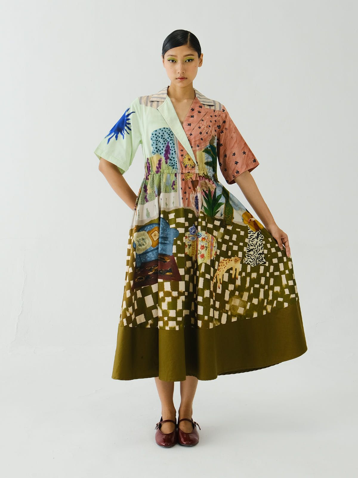 Print Blocked Dress - image 2