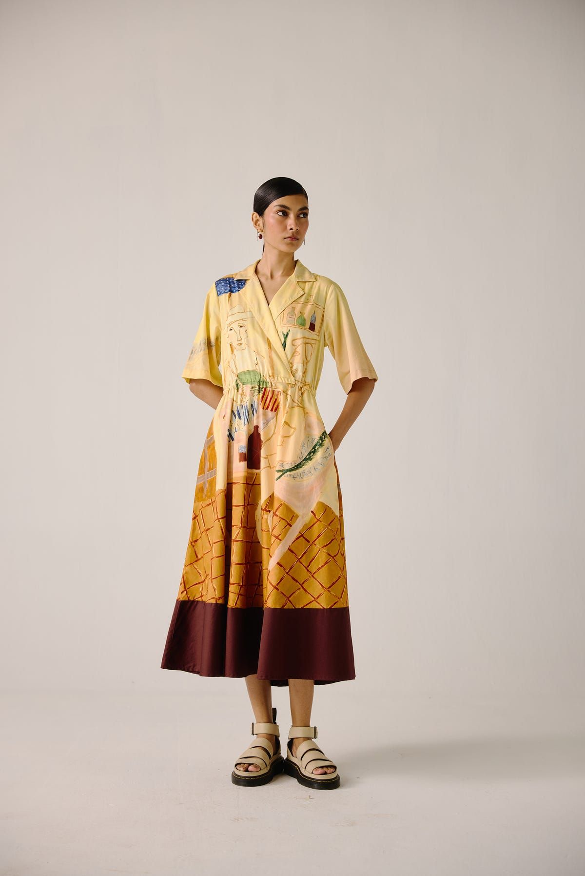 Print Blocked Dress - image 2