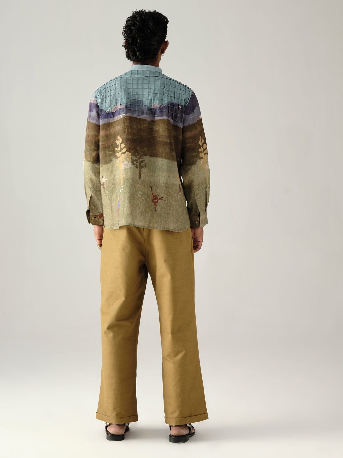 Pintuck Collarless Shirt - image 4