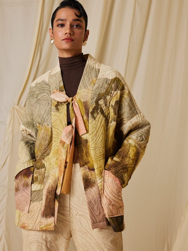 Cord — Quilted Front Open Jacket