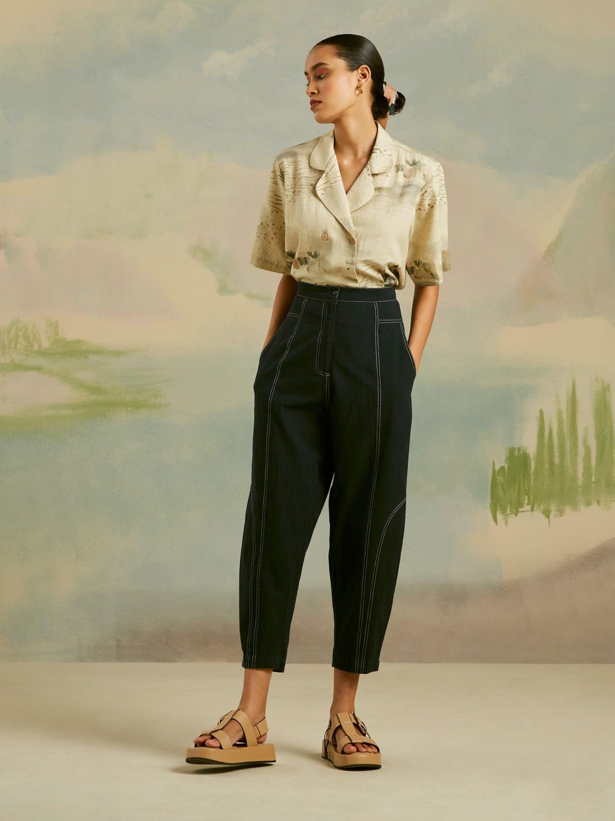 Topstitch Pants - Dark Blue - image 3