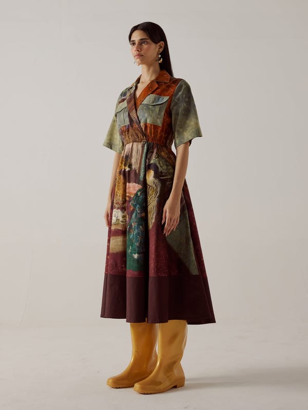 Cord — Print Blocked Dress