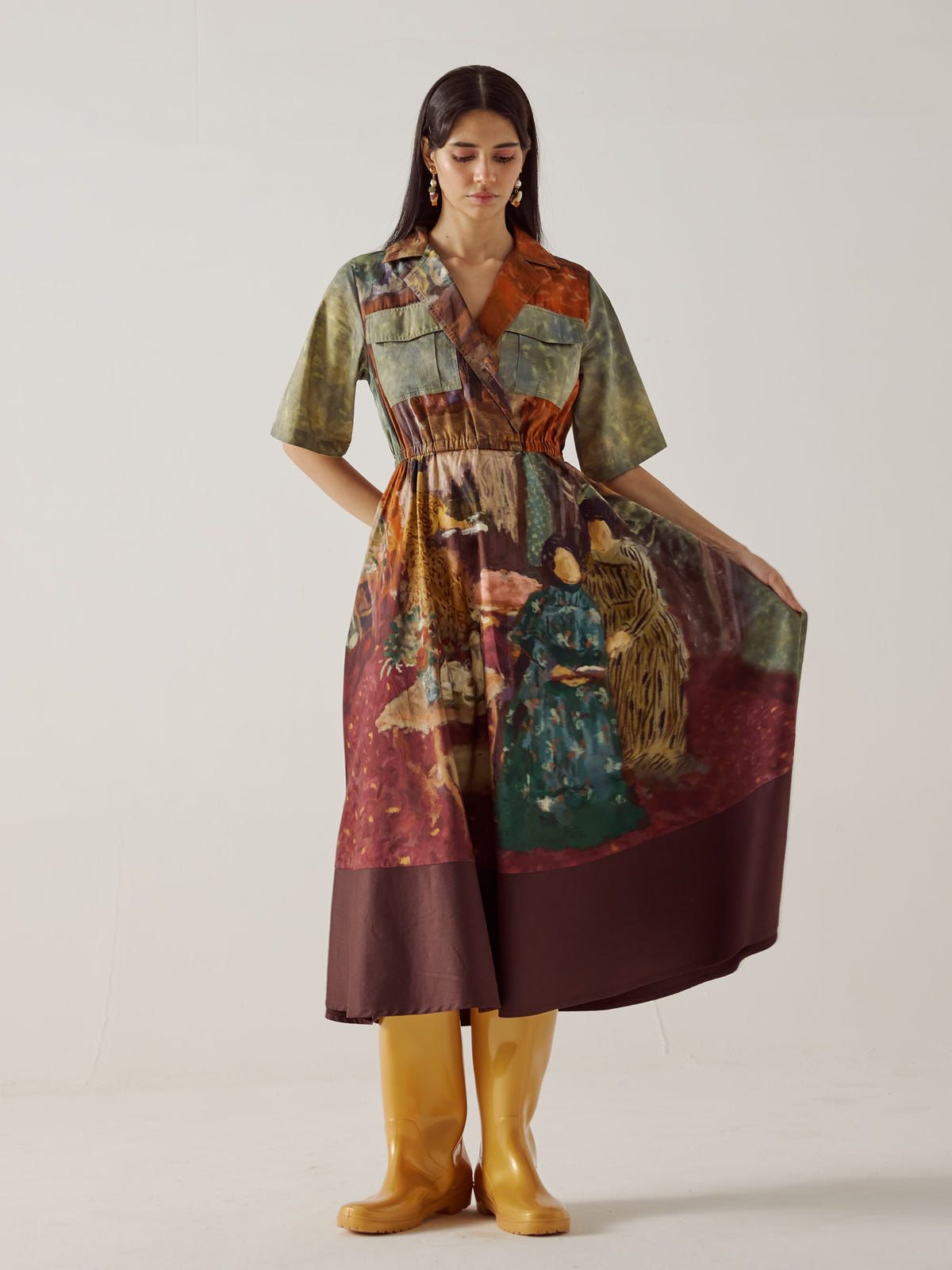 Print Blocked Dress - image 4