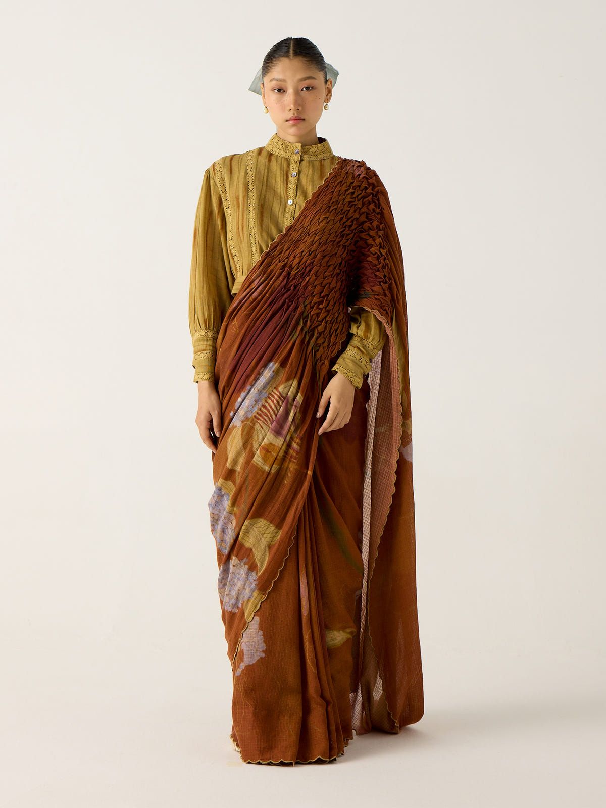 Smocked Saree + Top - image 7