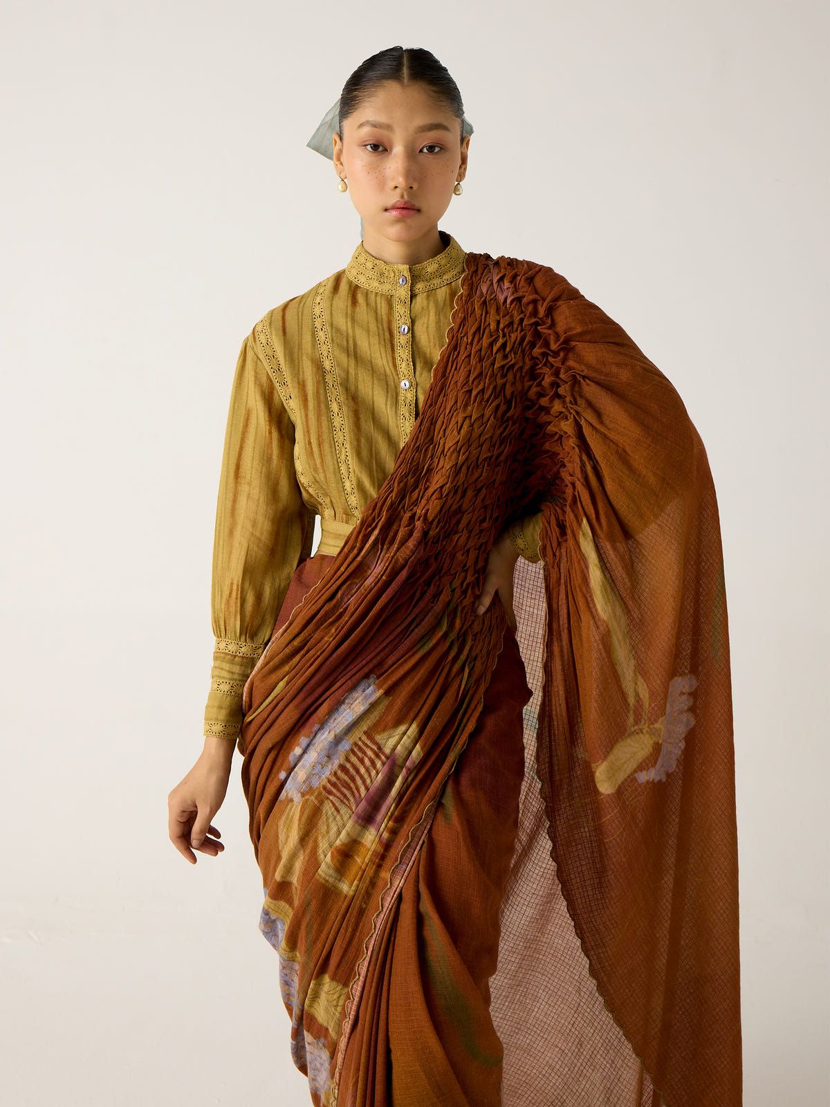 Smocked Saree + Top - image 9