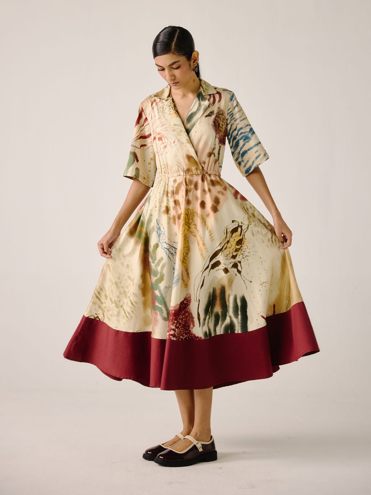 Print Blocked Dress - image 2