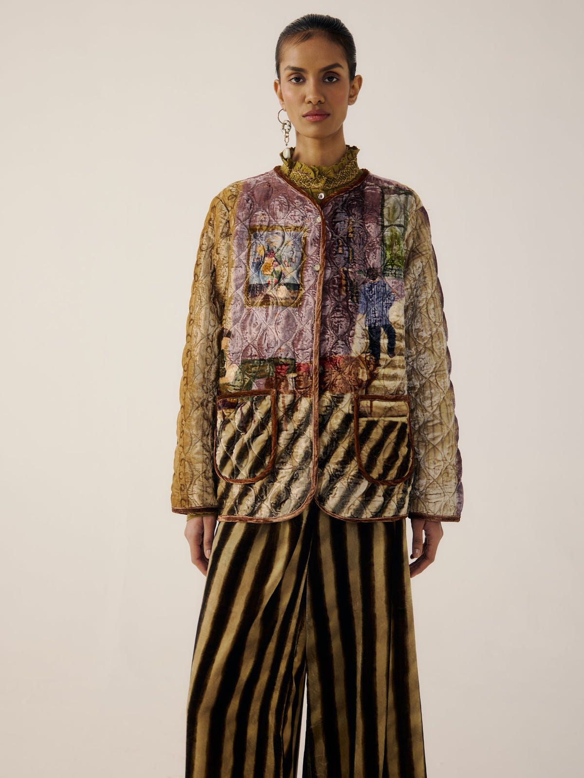 Collarless Quilted Jacket - image 2