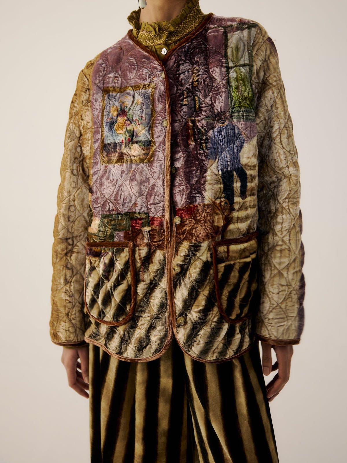 Collarless Quilted Jacket - image 3