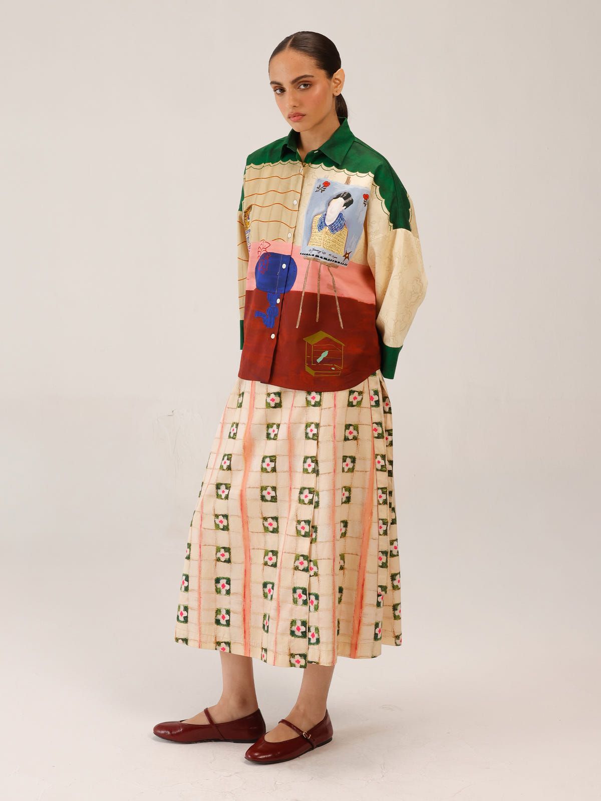 Panel Shirt Set(Panel Shirt + Wrap Skirt) - image 6