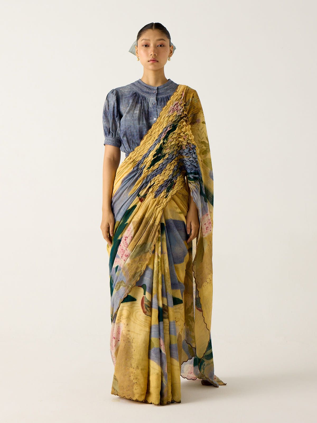 Smocked Saree + Top - image 4