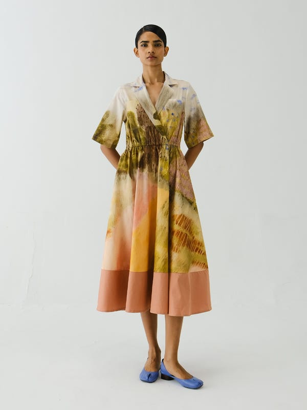 Cord — Print Blocked Dress