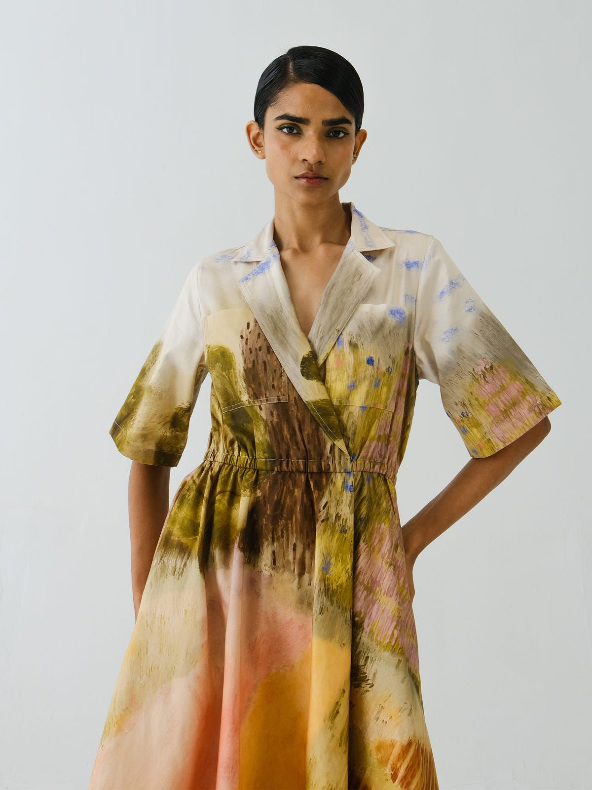 Print Blocked Dress - image 3