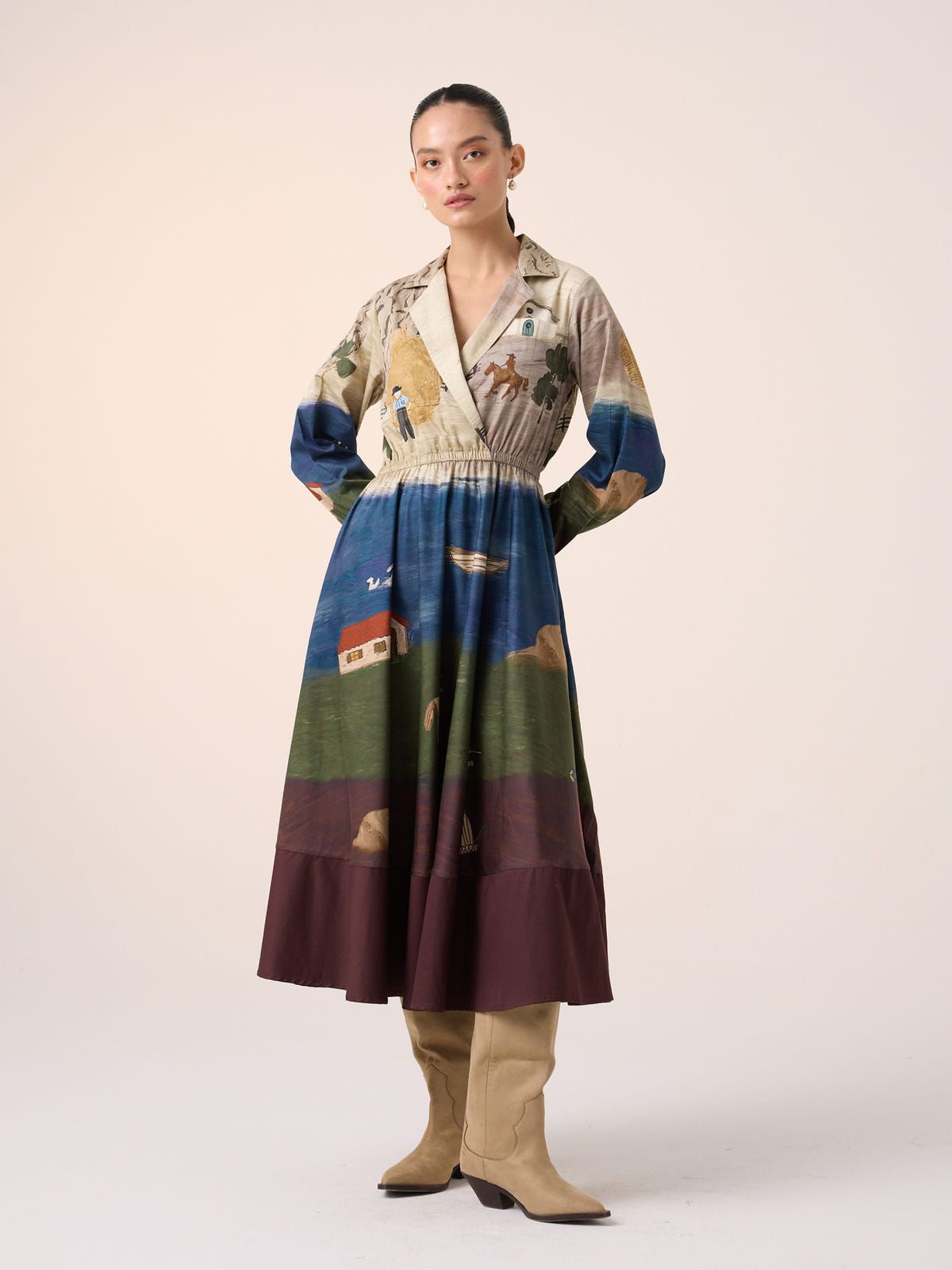 Print Blocked Dress - image 1