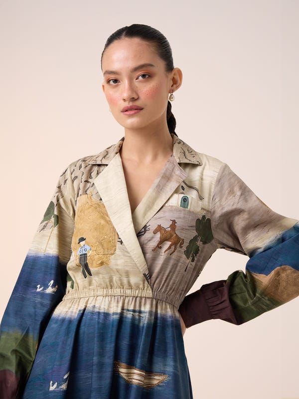 Cord — Print Blocked Dress