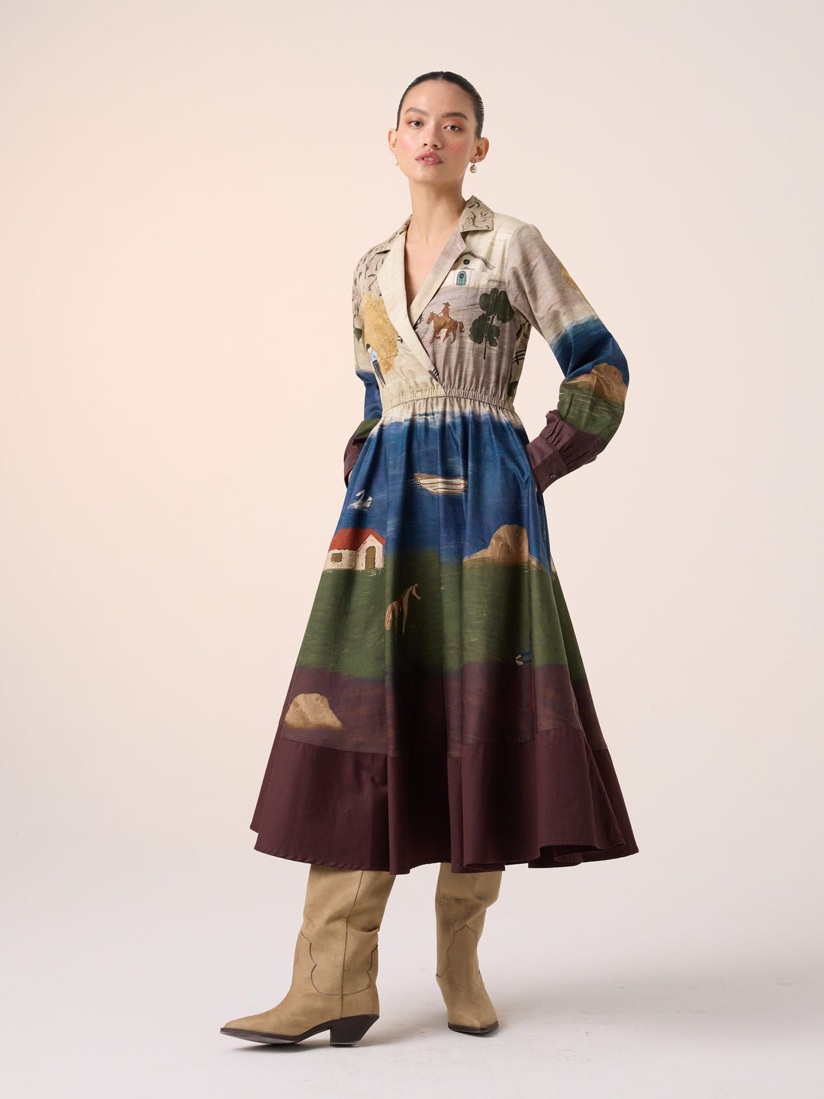 Print Blocked Dress - image 3
