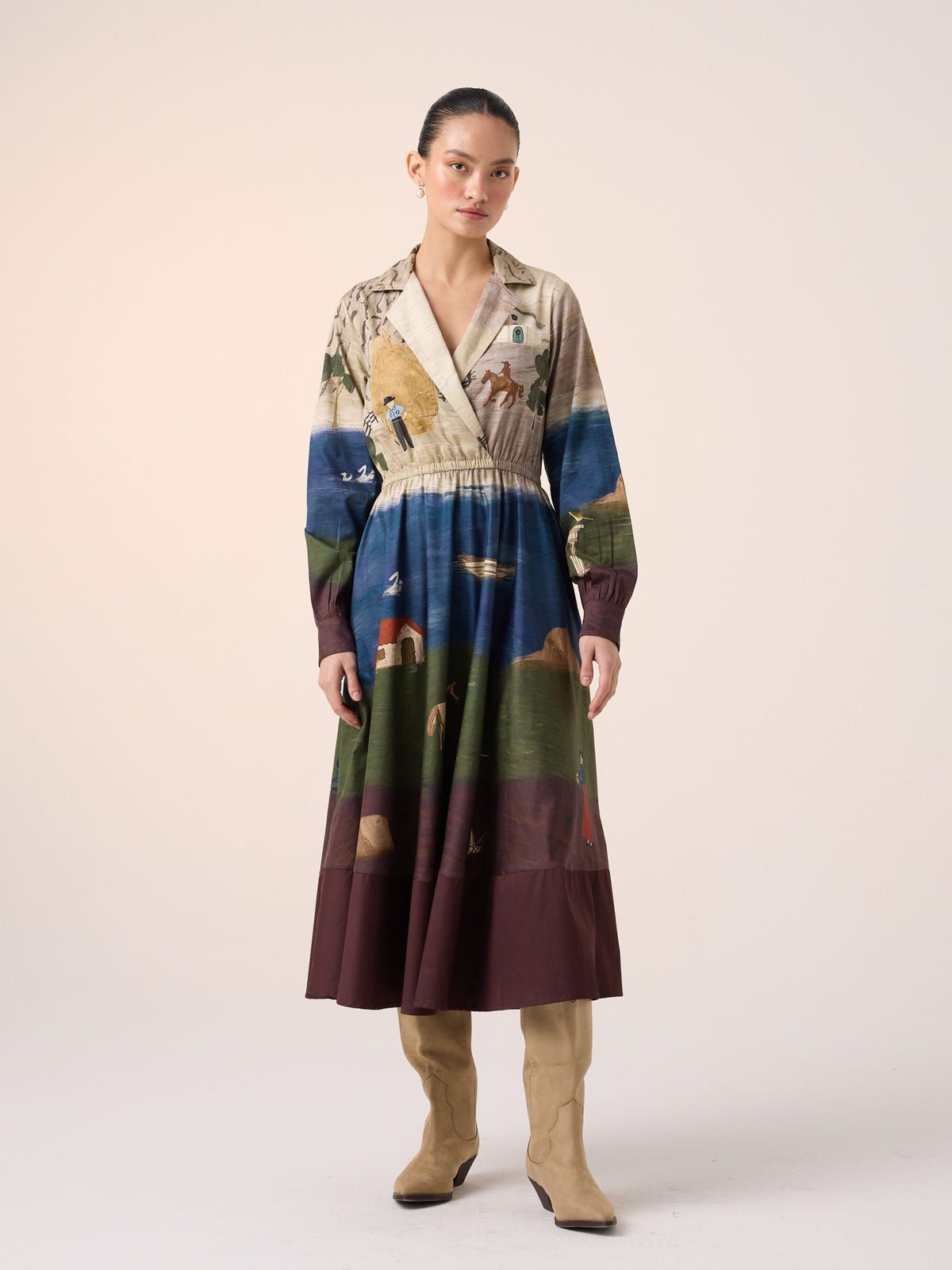 Print Blocked Dress - image 4