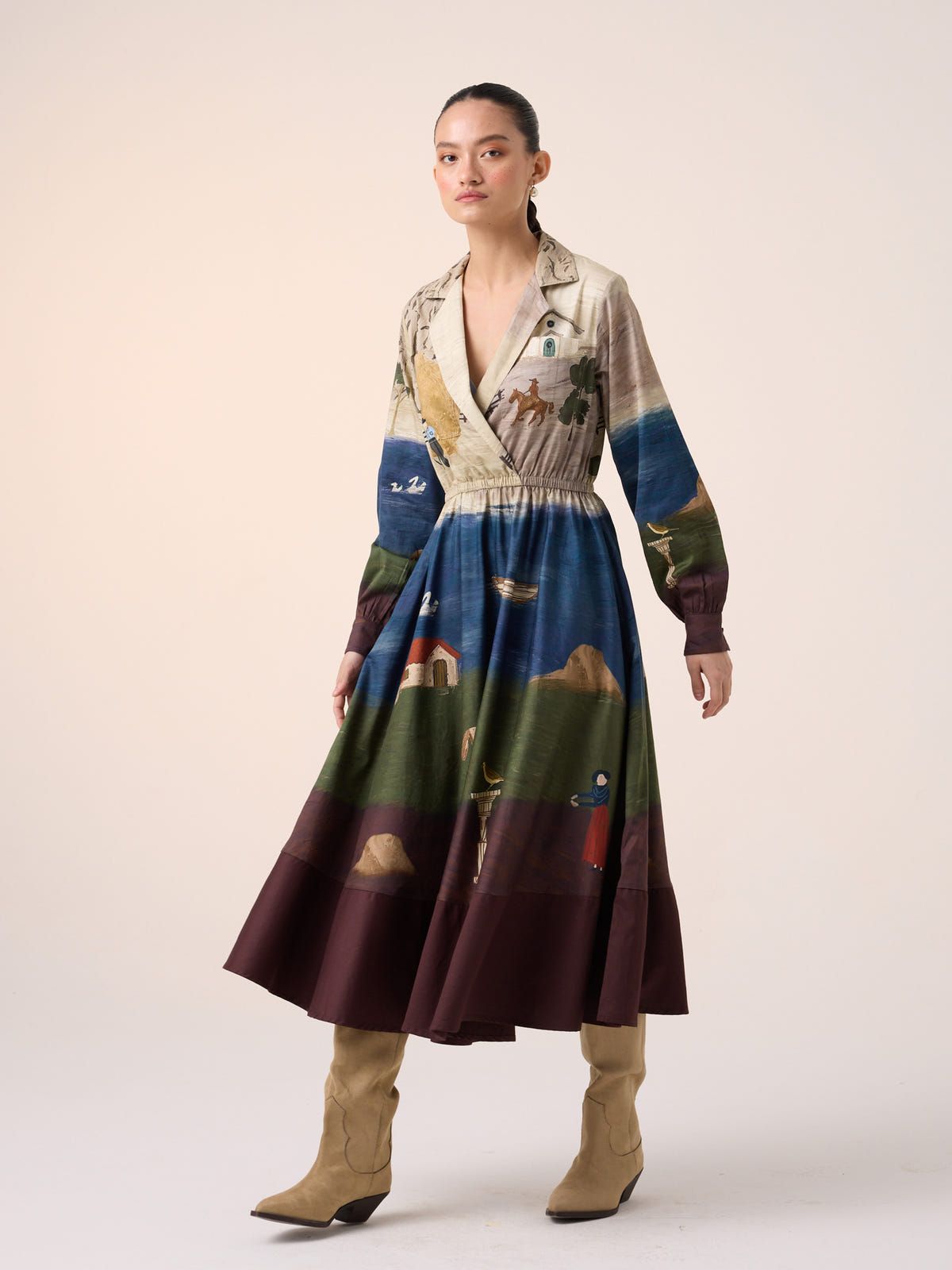 Print Blocked Dress - image 7