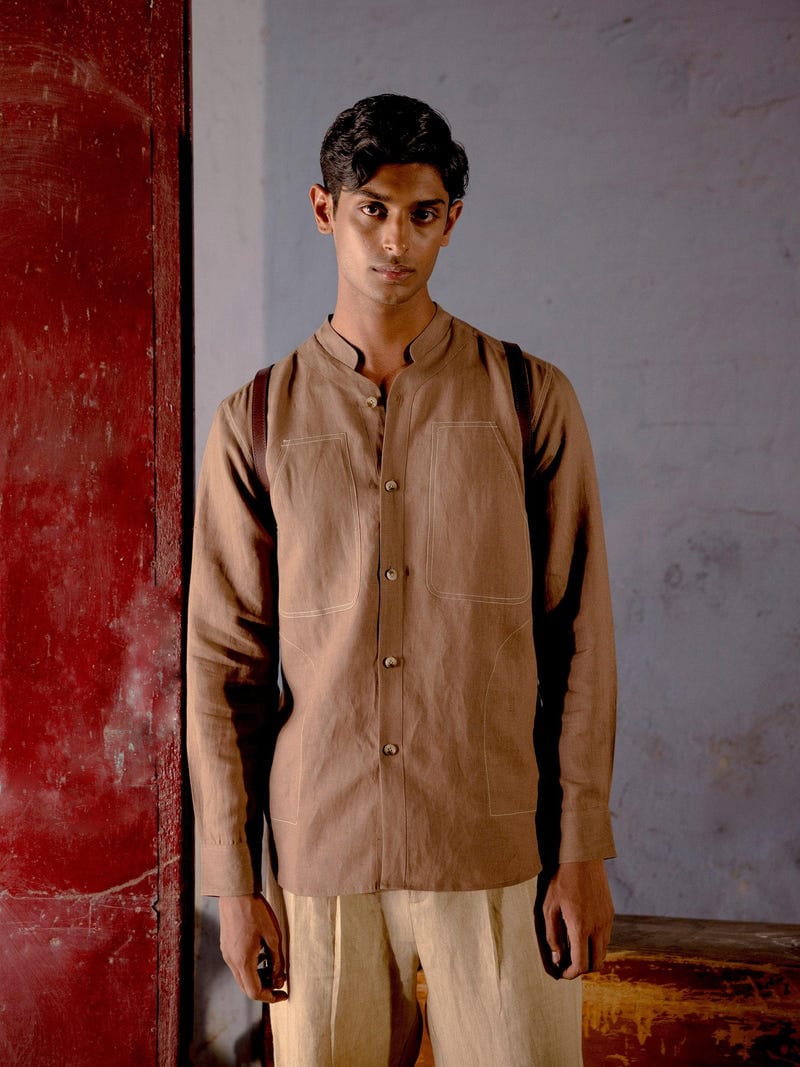 Stitch Collarless Shirt