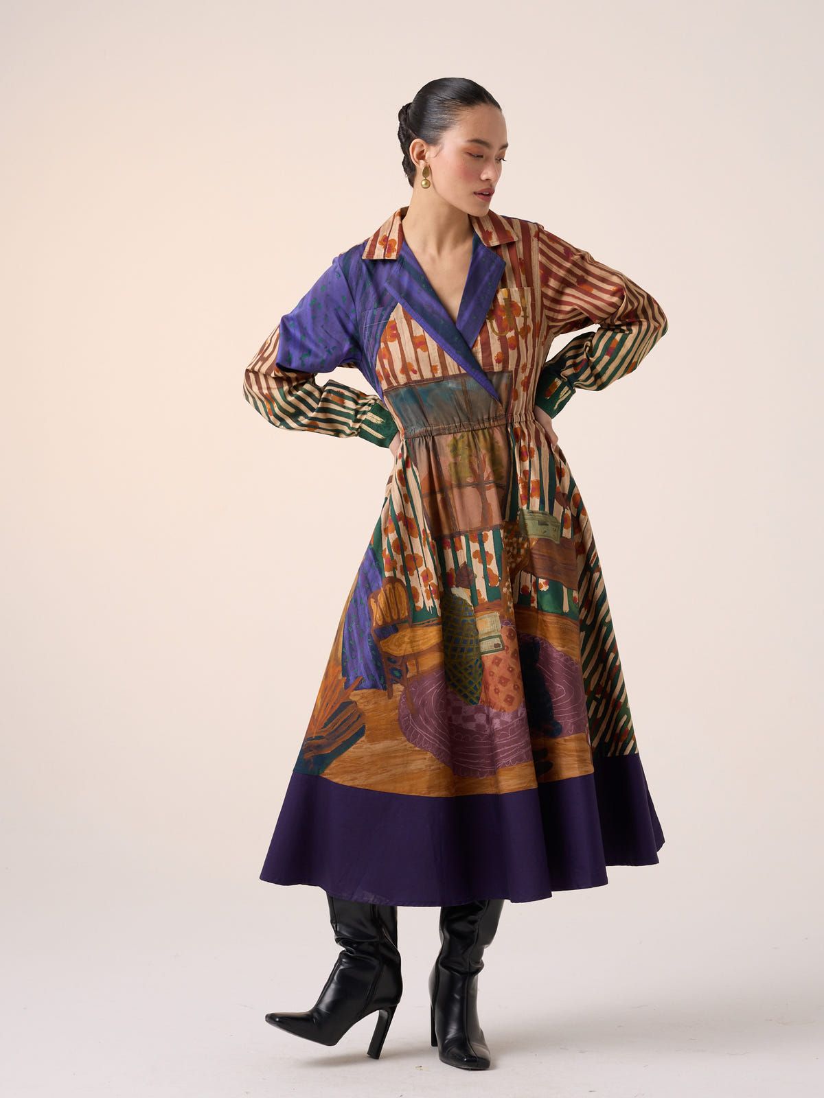 Print Blocked Dress - image 1