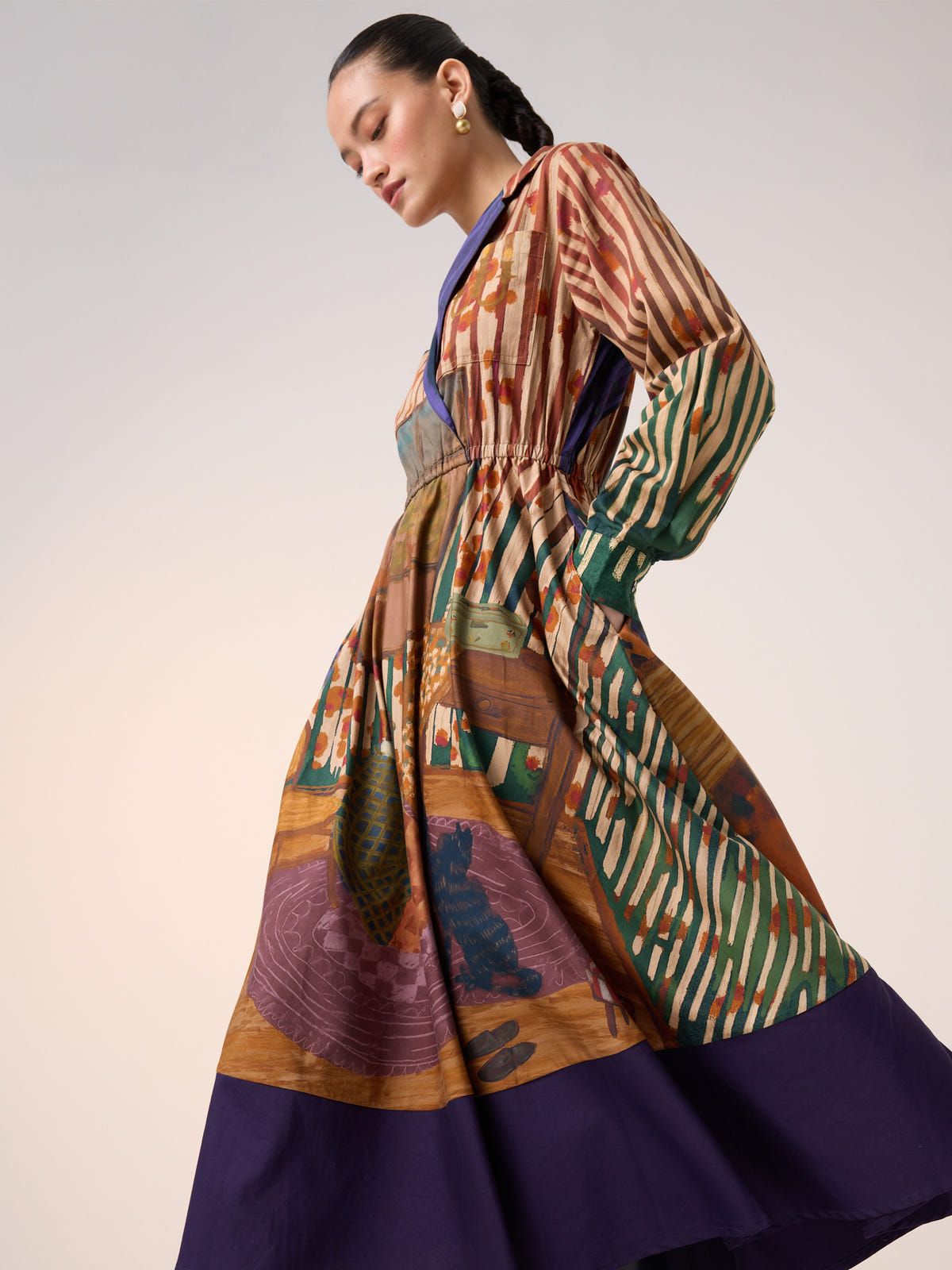 Print Blocked Dress - image 4
