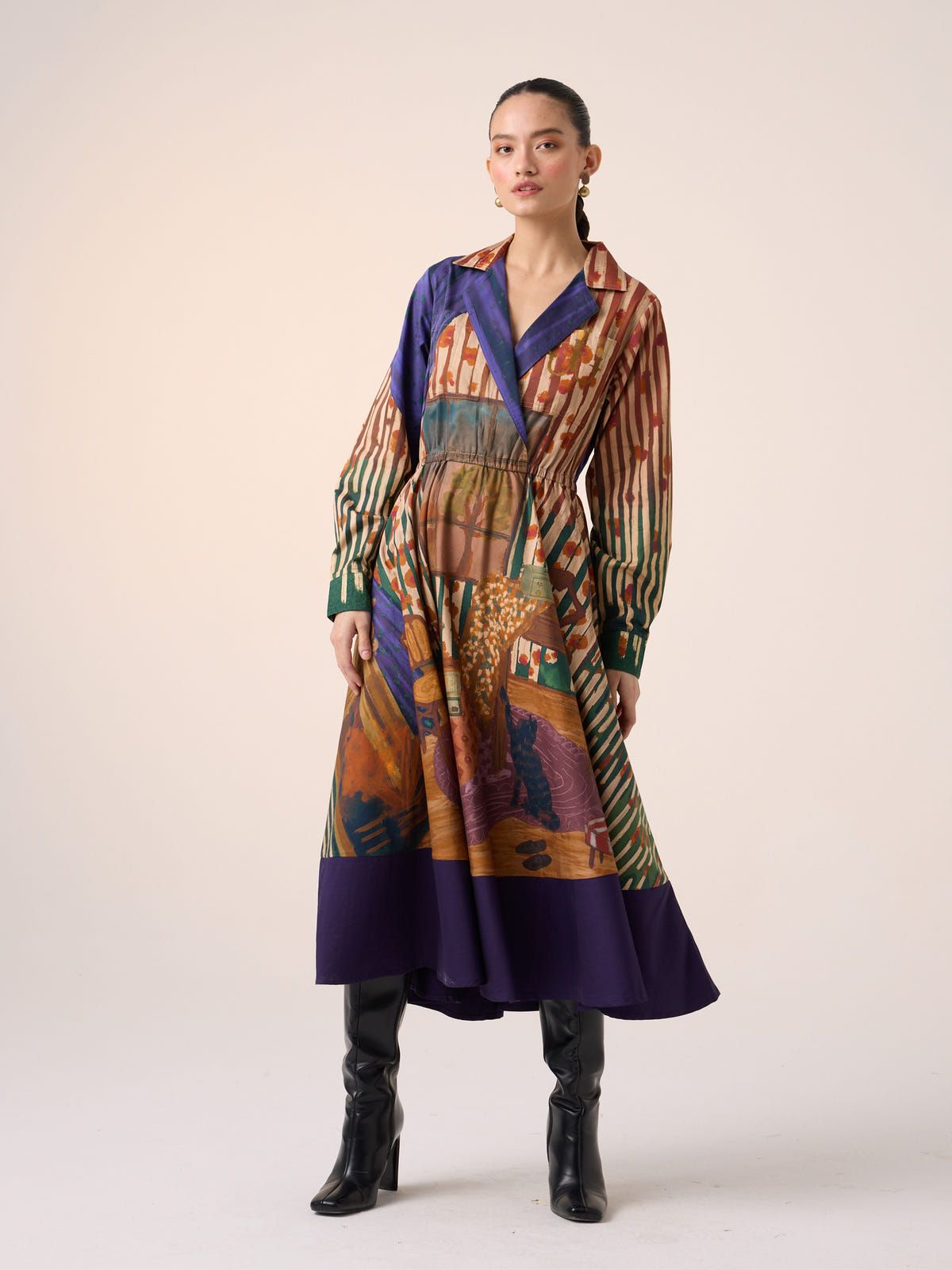 Print Blocked Dress - image 7