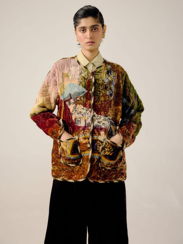 Cord — Collarless Quilted Jacket