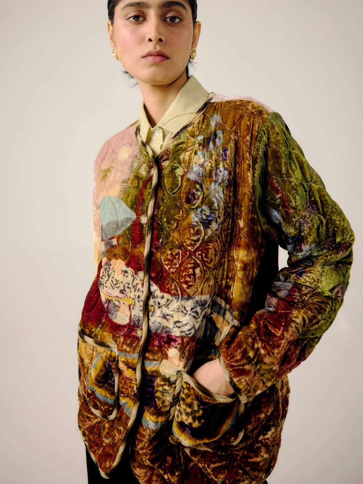 Collarless Quilted Jacket - image 4