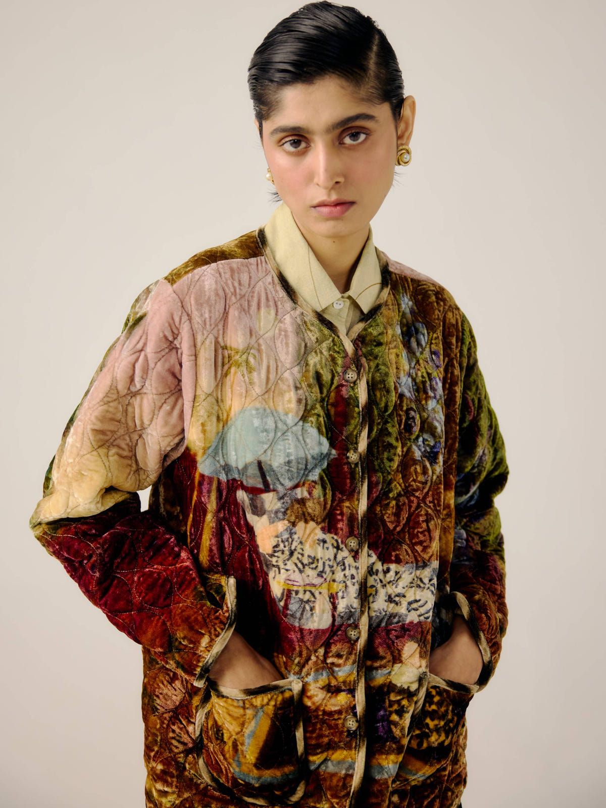 Collarless Quilted Jacket - image 5