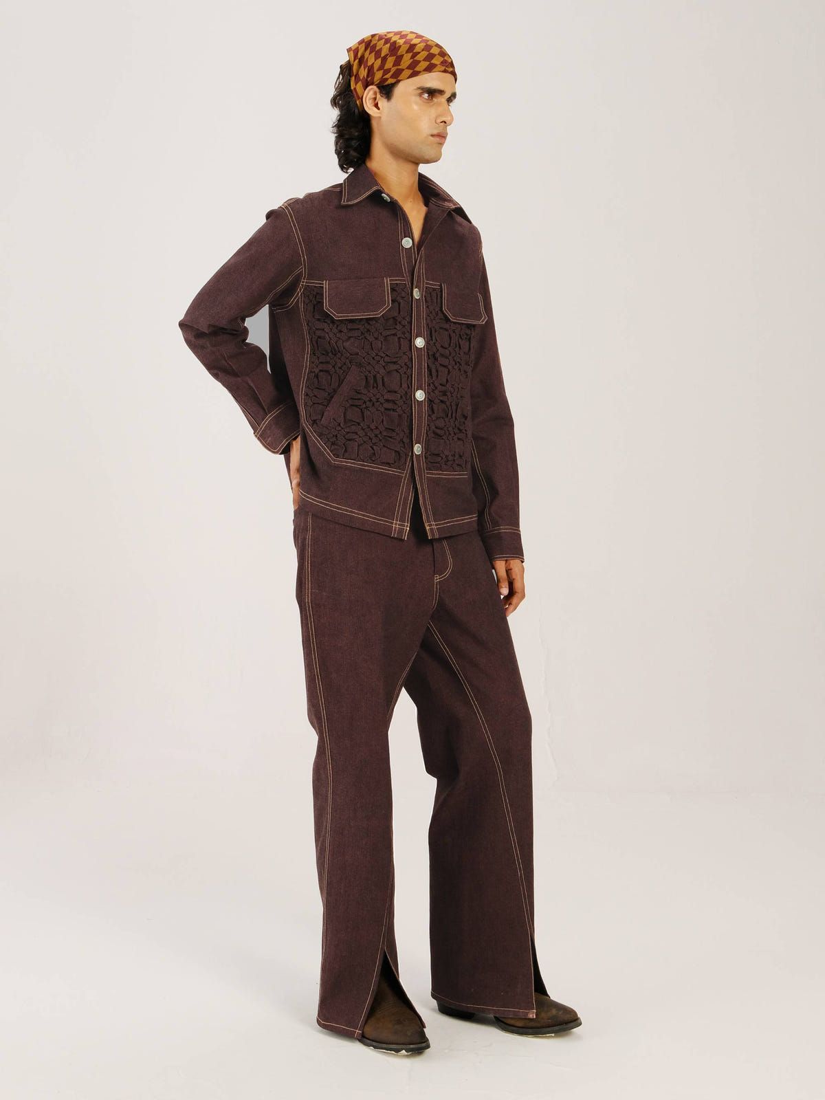 Smocked Collar Jacket Set - image 3