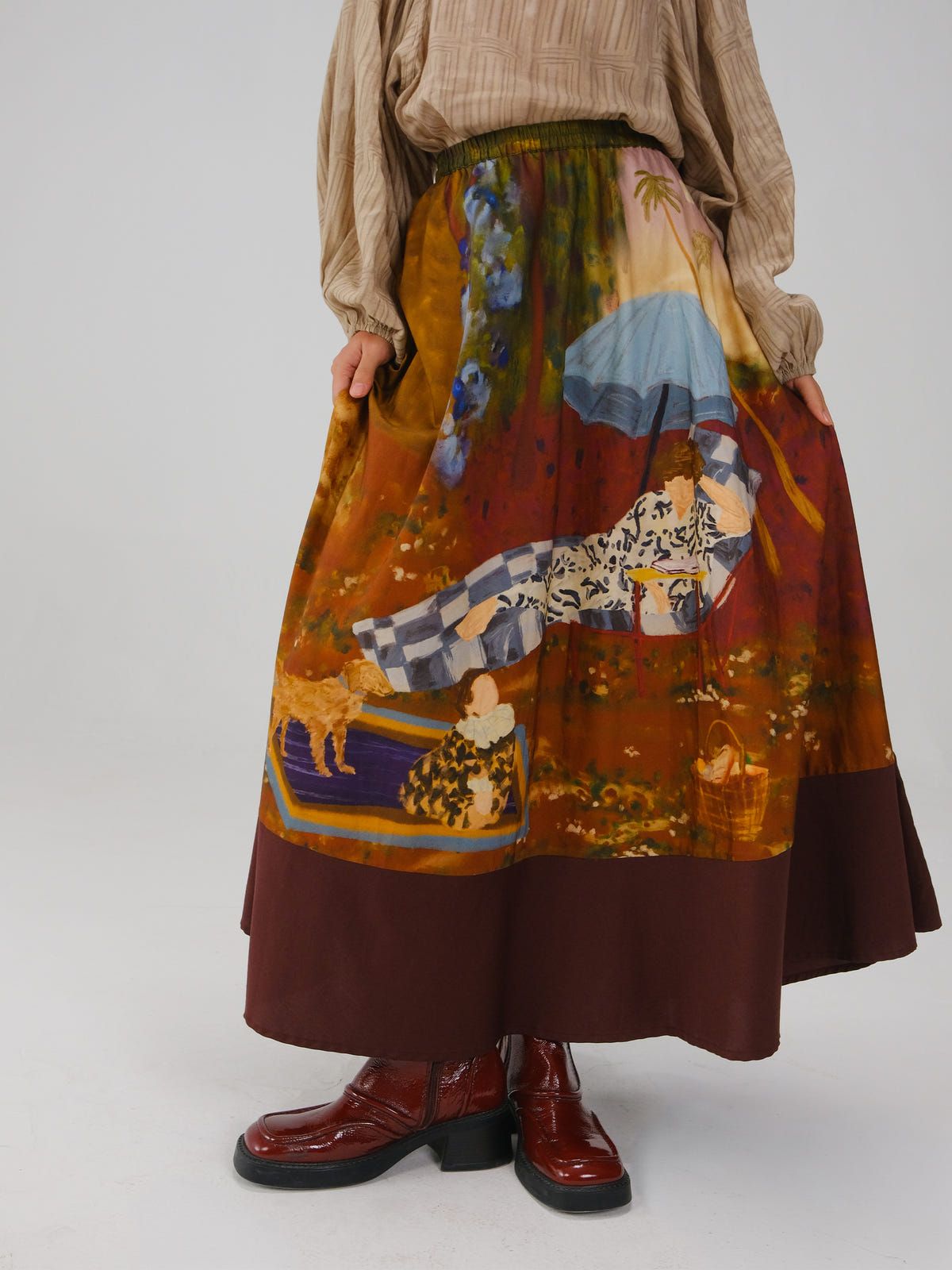 Print Blocked Skirt - image 1