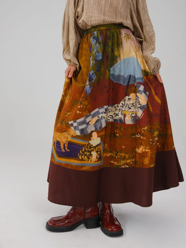 Cord — Print Blocked Skirt