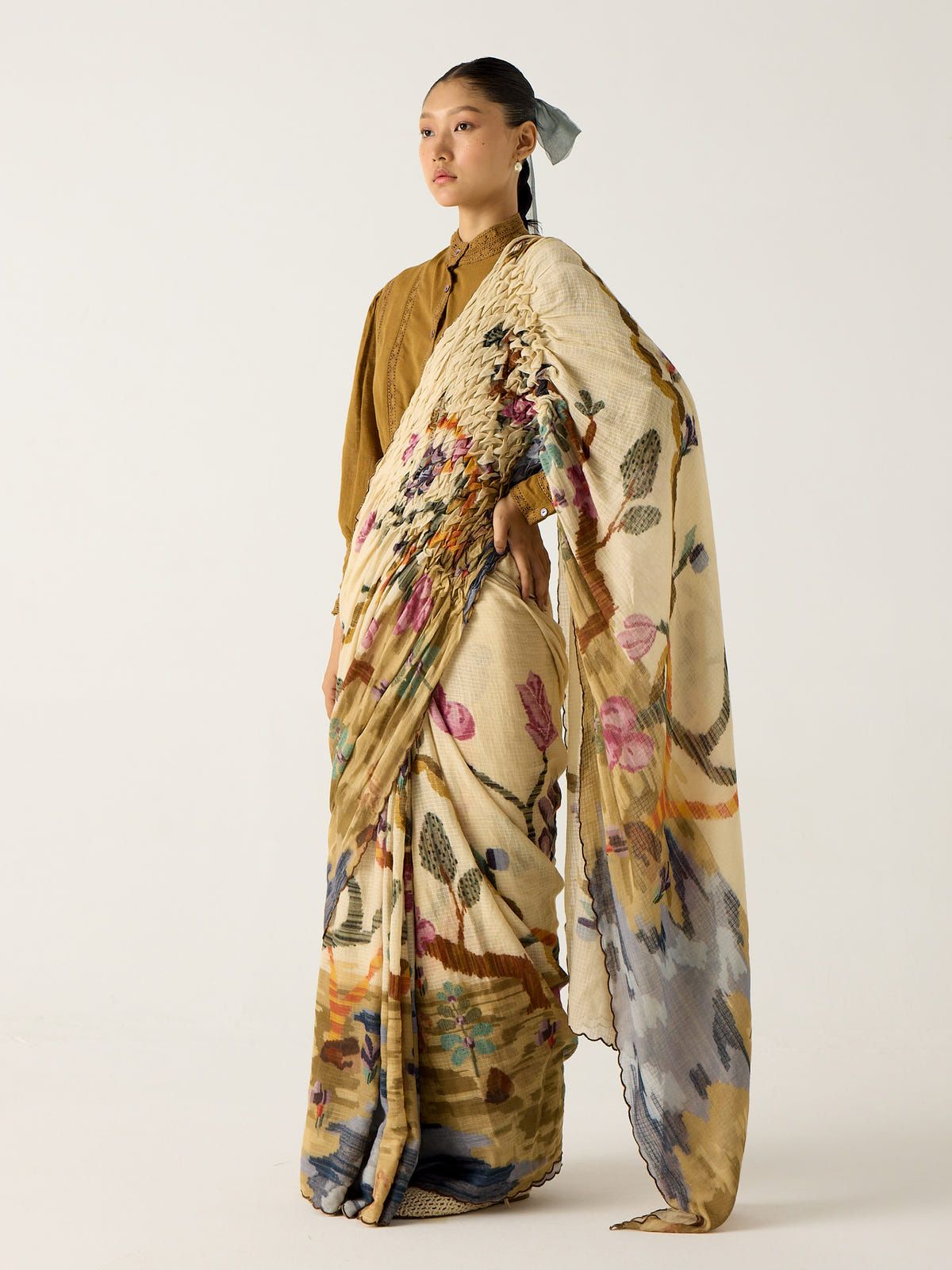 Smocked Saree + Top - image 4