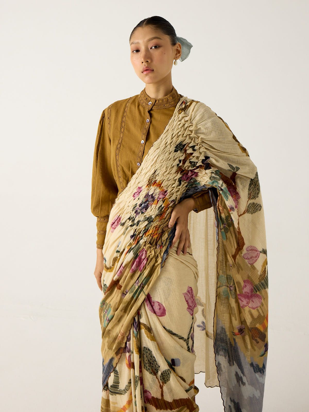 Smocked Saree + Top - image 5