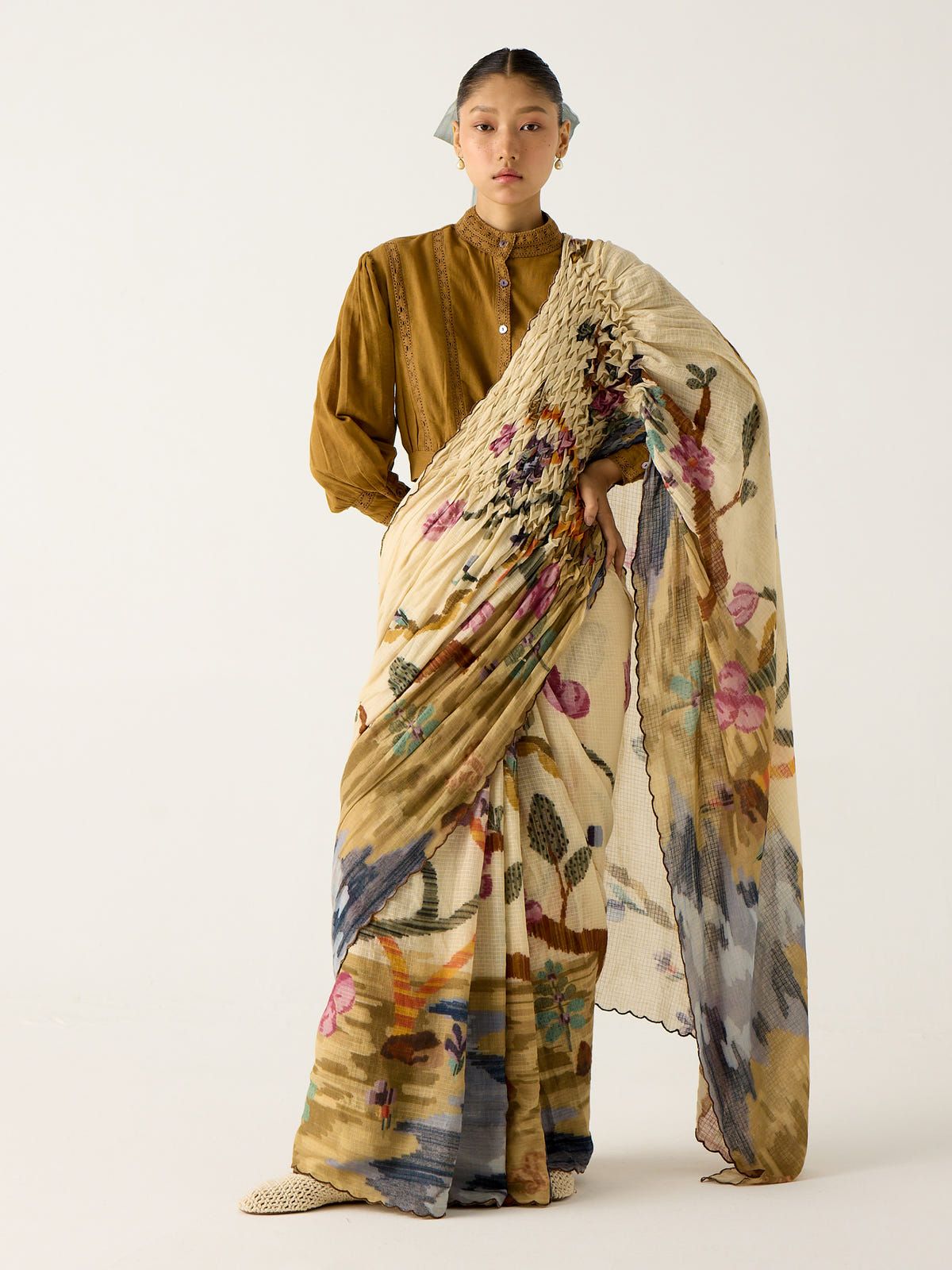 Smocked Saree + Top - image 8