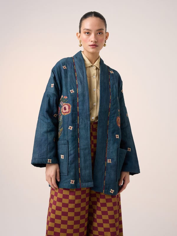 Cord — Quilted Front Open Jacket