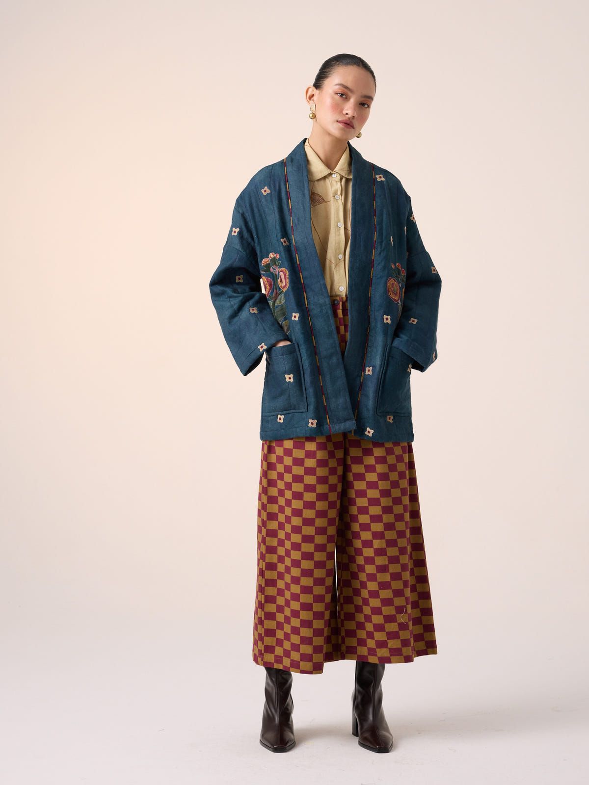 Quilted Front Open Jacket Set - image 1