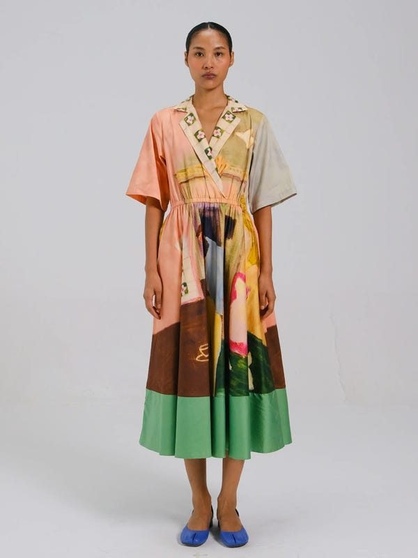 Cord — Print Blocked Dress