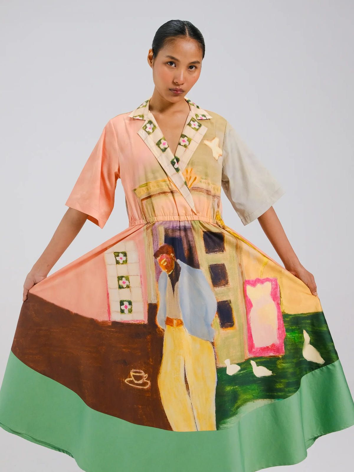 Print Blocked Dress - image 7