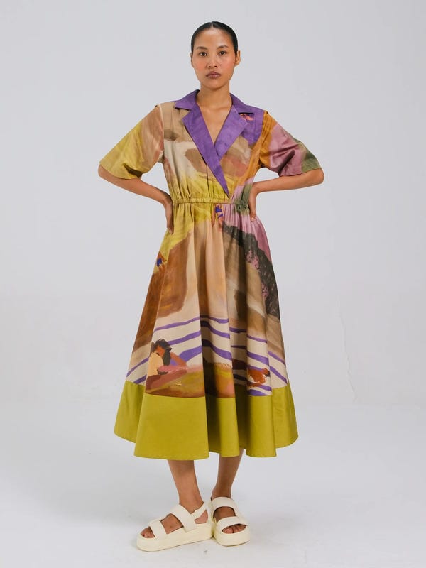 Cord — Print Blocked Dress