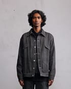 Silver coated denim jacket view 1