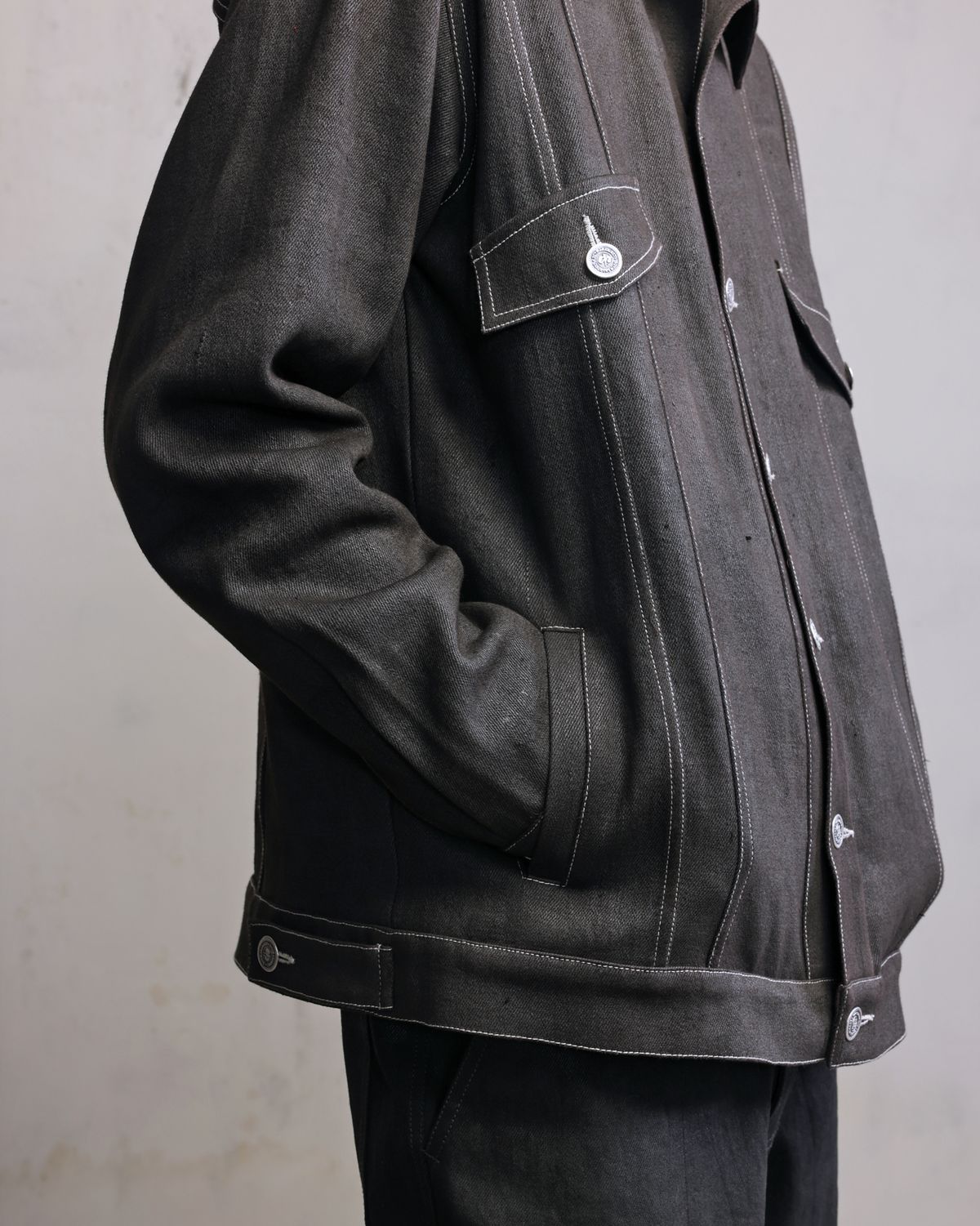 Silver coated denim jacket - image 3