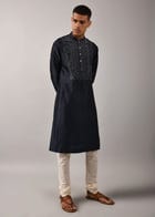 Navy Morse Code Yoke Kurta Set view 1